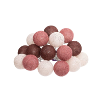 Atmosphera lichtslinger met 16 bollen diameter 3,5 cm   Wit / Bordeaux rood / Roze met warm wit led licht   215 cm   Op batterijen