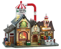 Lemax   'Bell's Gourmet Popcorn Factory'   Verlicht gebouw met animatie & muziek/geluid   Inclusief adapter