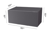 Platinum Aerocover loungestoel met hocker hoes L190 x B100 x H105/90 cm   Antraciete rechthoekige ademende loungestoelhoes