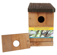 Bûten Home   Houten nestkast met aanpasbare opening (28/32 mm)   H22,5xL12xB12,5 cm