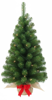 Noble Table Tree Burlap verlichte (tafel)kunstkerstboom   91 cm   groen   35 ledlampjes   Diameter 51 cm   114 tips   met rode strik   jute zak