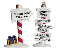 Lemax North Pole Signs   set van 2   miniatuur kerstfiguur