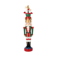 Timstor notenkraker koning met cadeaus en schommelpaard   rood & groen   52 cm