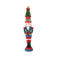 Timstor notenkraker met kerstboomhoed   rood, groen & blauw   53 cm