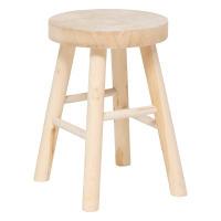 Atmosphera Woody Bijzetkrukje – Pauwlowna hout – diameter 28xH41 cm – Lichtbruin