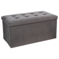 Atmosphera opvouwbare poef Lysandre   76 x 38 x 38 cm   Fluweel grijs   Bank met opbergruimte   Tot 170 KG draagcapaciteit