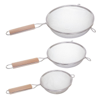 5Five Keukenzeef set   3 stuks (Klein/Middel/Groot)   INOX met houten handvat