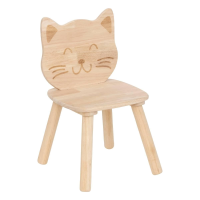 Atmosphera Kinderstoel Katje   Naturel Hout   D30 x H50 cm   Zithoogte 26 cm
