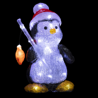 Feeric Lights & Christmas Pinguin Vissend Acryl 30 LED – Buitenverlichting – H35 cm – Batterij – IP44