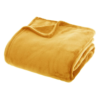 Atmosphera Fleece Plaid   180 x 230 cm   Mosterdgeel   Polyester