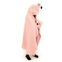 Noxxiez knuffelplaid 'Flamingo' met capuchon   130 x 100 cm