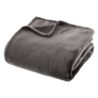 Atmosphera plaid Flanel Uni 130x180cm   Donkergrijs