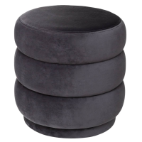 Atmosphera Sinan Poef   Donkergrijs Fluweel   Ø 40 x H40 cm