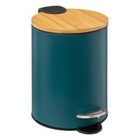 5Five Pedaalemmer Soft   3 Liter   Petroleum Blauw   Bamboe Deksel