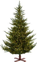 Sami Mountain Spruce Wood verlichte kunstkerstboom   183 cm   Donkergroen   Diameter 124 cm   3088 tips   500 ledlampjes (warm wit)   Houten voet