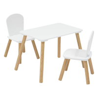 Atmosphera Kids Set – Rechthoekige Tafel + 2 Stoelen – Wit – 58x38x43 cm – Kinderkamer/Speelruimte