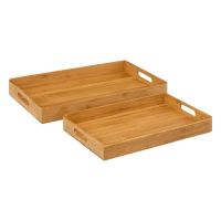 5Five Bamboe Dienbladen Set   2 Stuks   46x30 cm & 38x26 cm   Lichtbruin