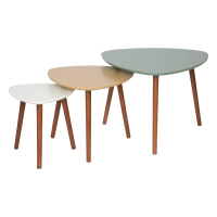 Atmosphera Miléo Bijzettafels   Set van 3   Botanisch Design   Hout