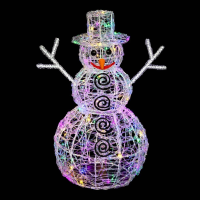 Fééric Lights and Christmas   verlichte 3D sneeuwpop   Diameter 36 x H57 cm   100 gekleurde ledlampjes   8 functies
