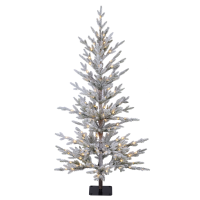 Snowy Jersey verlichte kunstkerstboom   120 cm   Wit geflockt   Diameter 60 cm   610 tips   120 ledlampjes (warm wit)   Besneeuwd/Frosted