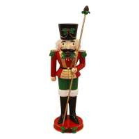 Timstor notenkraker soldaat met staf   rood, groen & goud   51 cm
