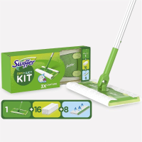 Swiffer Floor Mop Starter Set +24 Doekjes – Vloerreiniger – Droog & nat gebruik – Huisdierhaarproof – 360° draaikop