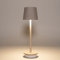 Anna's Collection LED Tafellamp 27x9 cm ribbel zand   Draadloos   Warm Wit Licht   Touch Bediening   Voor Binnen & Buiten