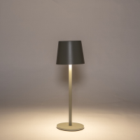 Anna's Collection LED Tafellamp 27x9 cm ribbel olijf   Draadloos   Warm Wit Licht   Touch Bediening   Voor Binnen & Buiten