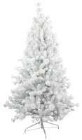 Teddy White flocked hinged kunstkerstboom   210 cm   Wit   Diameter 107 cm   910 tips   Besneeuwd/Frosted   Metalen voet