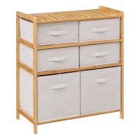 5Five Tidy Box Opbergkast   6 Polyester Manden   66 x 33 x 78 cm   Beige