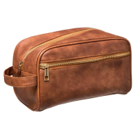 5Five Vintage Toilettas   Heren Lederlook   Cognac   25x13x14 cm