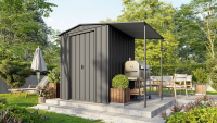 Vitavia tuinberging Dream 65   Antraciet   Uitbreiding met plat dak   Metalen tuinberging   L171 x B144 x H193 cm