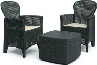 Pro Garden tuinset 'Florence' antraciet 5 delig: 2 stoelen + bijzet tafel + 2 stoelkussens