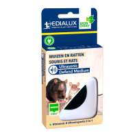 Edialux Ultrasonic Defend Muizen & Ratten Medium   Bereik van maximaal 230m²   Afweer tegen muizen en ratten   Electromagnetische en ultrasone verjager voor binnenshuis gebruik