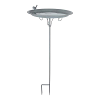 Esschert Design grey Metal vogelbad op pin   LxBxH: 35,1x35,1x106cm