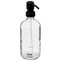 5Five Zeepdispenser   Transparant glas   Zwart pompje   450 ml