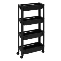 5Five Smalle Trolley   4 laags   15 cm breed   Zwart kunststof   Uitschuifbaar