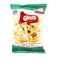 Gusto zure room en ui maïspuffs – knapperige maïssnack (80 g)