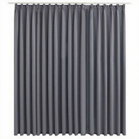 VidaXL Gordijn verduisterend met haken 290x245 cm grijs