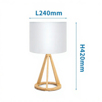 Aigostar houten tafellamp vloerlamp E27 witte lampenkap bruine voet