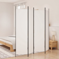 Vida vidaXL 4 paneeldeur Vertrekafscheider Wit 200x200 cm Stof