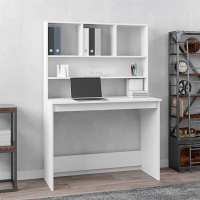 VidaXL Bureau met schappen 102x45x148 cm bewerkt hout wit