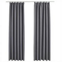 VidaXL Gordijnen verduisterend met haken 2 st 140x245 cm grijs