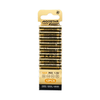 Aigostar R03 Koolstof Zink Batterijen   1.5 V   400 mAh   12 Pack Blister   Voor Afstandsbedieningen en Speelgoed