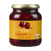 G'woon ontpitte kersen op siroop   340 g