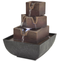 VidaXL Binnenfontein met LED verlichting   Polyresin, grijs en bruin, 13,5 x 13,5 x 17,5 cm