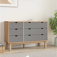 VidaXL Ladekast OTTA 111x43x73,5 cm grenenhout bruin en grijs