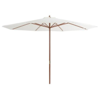 VidaXL Parasol met houten paal 350 cm zandwit