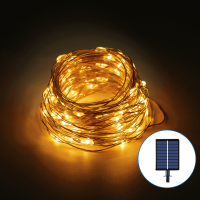 Aigostar Koperdraad Lichtsnoer op Zonne energie 100 LED 10 m IP65 Warm Wit
