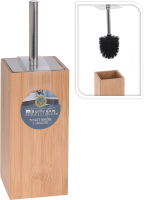 Bathroom Solutions Bam bamboe toiletborstel in houder   bruin, 10 x 10 x 23 cm